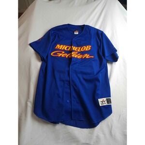 Vintage Michelob Golden Beer Branded Baseball Jersey Mens Large Blue #99 Alleson
